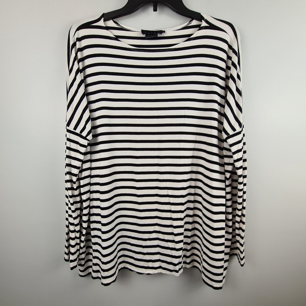 Hatch Womens The Perfect Tee Long Sleeve Striped Scoop Neck Maternity Size 1 S/M